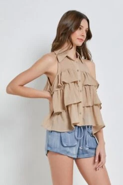 Juniper Ruffle Halter Top -Layer Outfit 31152897392729 2