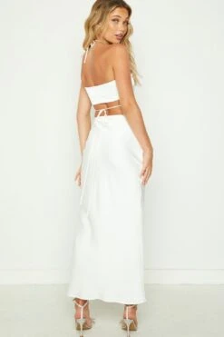 Bella White Satin Maxi Skirt -Layer Outfit 31155943735353 7