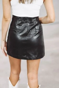 Come On Strong Leather Skirt - Black -Layer Outfit 31173973115074 3