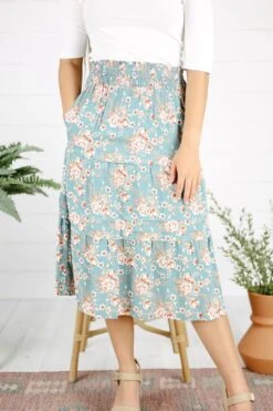 Miah Floral Midi Skirt - Sage