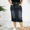 Benson Denim Skirt - Black Wash -Layer Outfit 31258754023483 1