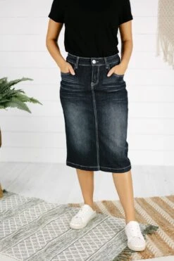 Benson Denim Skirt - Black Wash