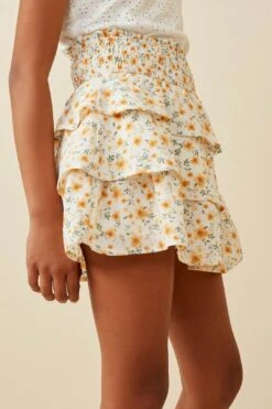 Smocked Waist Tiered Ditsy Floral Skirt -Layer Outfit 31269426987105 2