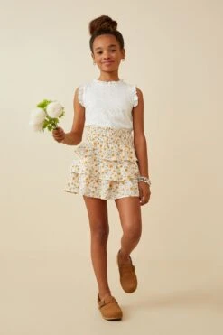 Smocked Waist Tiered Ditsy Floral Skirt -Layer Outfit 31269427052641 4