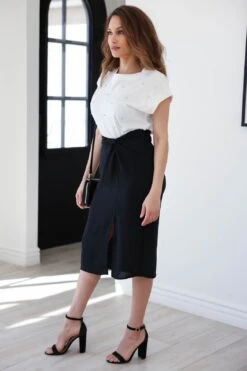 Back To Business Midi Skirt - Black -Layer Outfit 31297546911780 4
