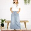 Gibson Maxi Denim Skirt - Medium Wash -Layer Outfit 31329104560187 1
