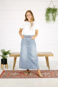 Gibson Maxi Denim Skirt - Medium Wash