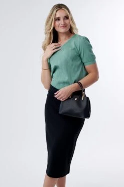 Always Ready Pencil Midi Skirt-Black