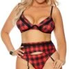 Plus Size Good Girl Gone Plaid Bra Set 1 Plus Size Good Girl Gone Plaid Bra Set -Layer Outfit 31537193255100 1