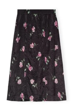 Ganni Crinkled Satin Elasticated Maxi Skirt