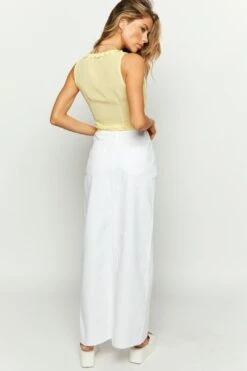 Shaylan White Denim Maxi Skirt -Layer Outfit 31745770848313 5