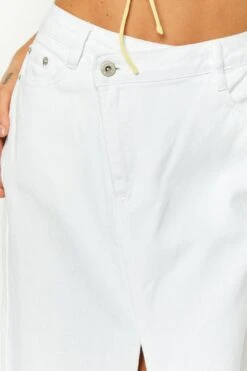 Shaylan White Denim Maxi Skirt -Layer Outfit 31745770913849 6