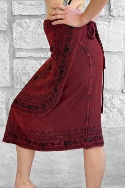 'Wrap Around Skirt' Short Embroidered - Red -Layer Outfit 31746933063795 6