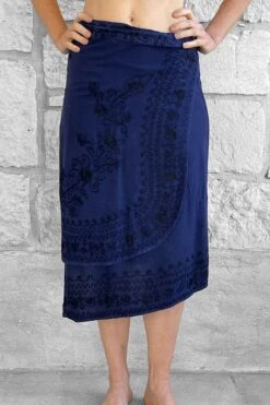 'Wrap Around Skirt' Short Embroidered - Blue -Layer Outfit 31746933096563 3