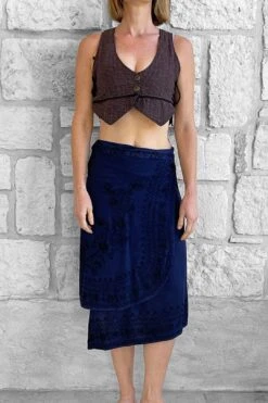 'Wrap Around Skirt' Short Embroidered - Blue -Layer Outfit 31746933915763 5