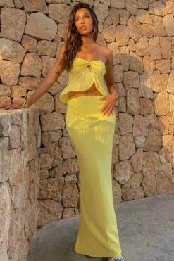 Jacqulin Yellow Midi Skirt