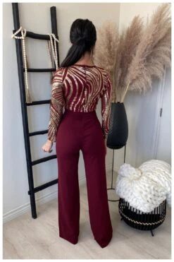 Feeling Festive Jumpsuit (Wine) -Layer Outfit 31804112044191 2
