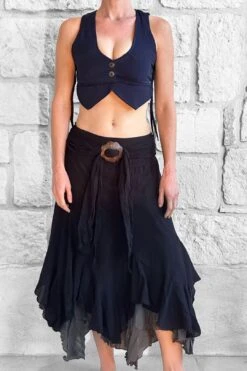 'Willow Two Layer' Pirate Skirt - Black/Gray Underskirt -Layer Outfit 31811466723443 3
