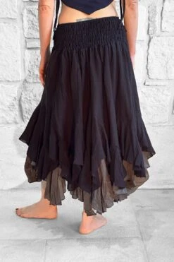 'Willow Two Layer' Pirate Skirt - Black/Gray Underskirt -Layer Outfit 31811467214963 4