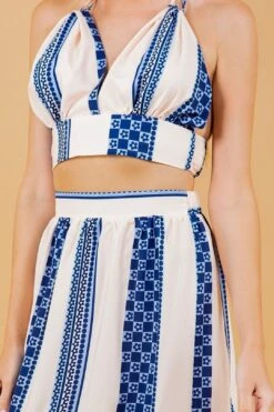 Blue Floral Striped Midi Skirt Set -Layer Outfit 31849795059809 9