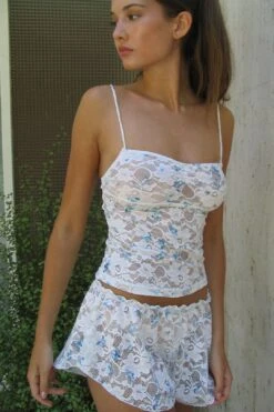 Frankies Bikinis Cassie Lace Tank - Glass Slipper