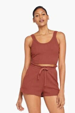 Thalia Organic Rib Crop Top - Copper Organic Rib