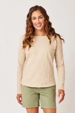 Alexis Top: Lt. Khaki Stripe