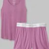 Women's Second Skin Luxe Rib Sleep Tank & Short Set 1 Women's Second Skin Luxe Rib Sleep Tank & Short Set -Layer Outfit 32126154407981 1