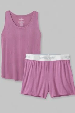 Women's Second Skin Luxe Rib Sleep Tank & Short Set