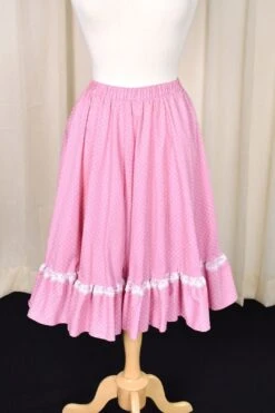 1980s Vintage Rose Pink Polka Dot Skirt -Layer Outfit 32170967105699 3
