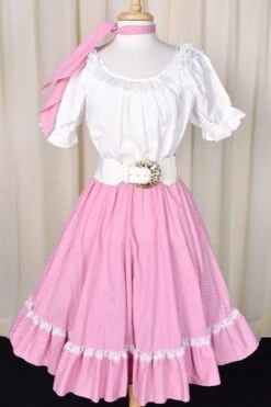 1980s Vintage Rose Pink Polka Dot Skirt