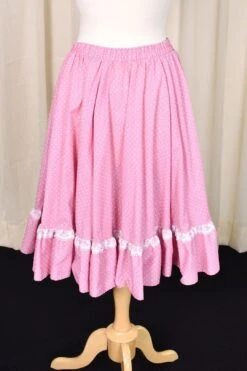 1980s Vintage Rose Pink Polka Dot Skirt -Layer Outfit 32170967204003 4