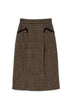 Layne Houndstooth Brown Midi Skirt -Layer Outfit 32366740078778 8