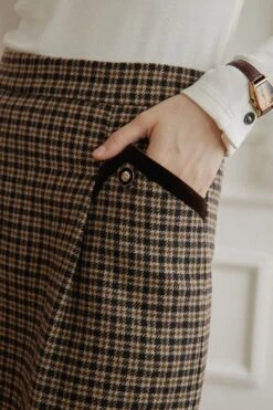 Layne Houndstooth Brown Midi Skirt -Layer Outfit 32366740177082 3