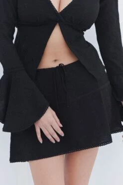 Frankies Bikinis Anabelle Eyelet Mini Skirt - Black