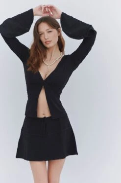 Frankies Bikinis Anabelle Eyelet Mini Skirt - Black -Layer Outfit 32488565768261 4