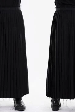 Dark Black Essentials Pleats Wrap Long Skirt // Pleated Skirt Mens / Wear It With Drop Crotch Pants -Layer Outfit 3251354052 5