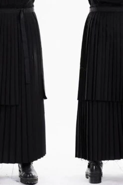 Dark Black Essentials Pleats Wrap Long Skirt // Pleated Skirt Mens / Wear It With Drop Crotch Pants -Layer Outfit 3251355204 6
