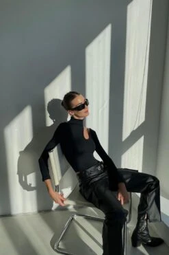 Fashion Bodysuit - Stretch Top - High Neck - Long Sleeves -Layer Outfit 32567781883987 6