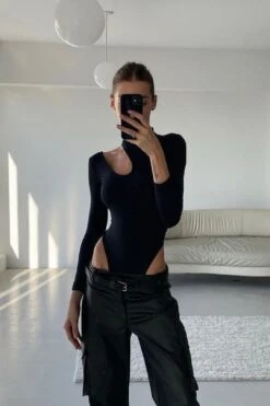 Fashion Bodysuit - Stretch Top - High Neck - Long Sleeves -Layer Outfit 32567782015059 5