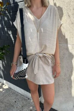 Waist Tie Mini Skirt