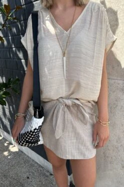 Waist Tie Mini Skirt -Layer Outfit 32610718318675 3