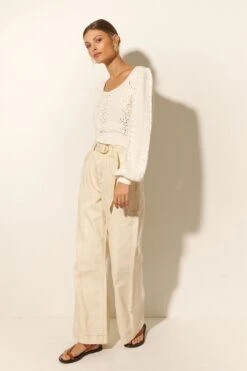 Helena Knit Top - Cream -Layer Outfit 32631008788573 3
