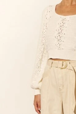 Helena Knit Top - Cream -Layer Outfit 32631008886877 4
