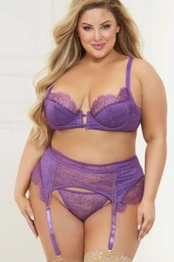 Plus Size Lace It On Me Bra And Garter Set 9 Plus Size Lace It On Me Bra And Garter Set -Layer Outfit 32652892111036 4