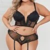 Plus Size Longline Flirt Gartered Bra Set