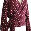 Zara Burgundy V Neck Polka Dot Wrap Top -Layer Outfit 32750355710106 1