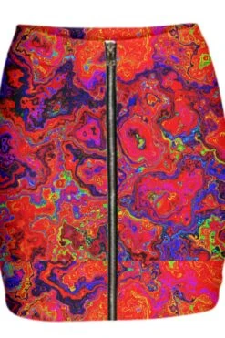 Neon Rainbow Ripples Gabriel Held Mini Zip Skirt