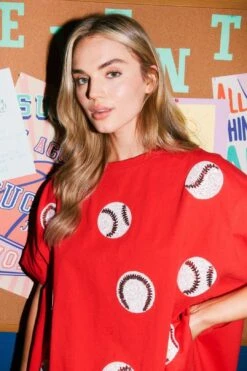 Sequin Baseball Season Red Top 7 Sequin Baseball Season Red Top -Layer Outfit 32912882270305 3