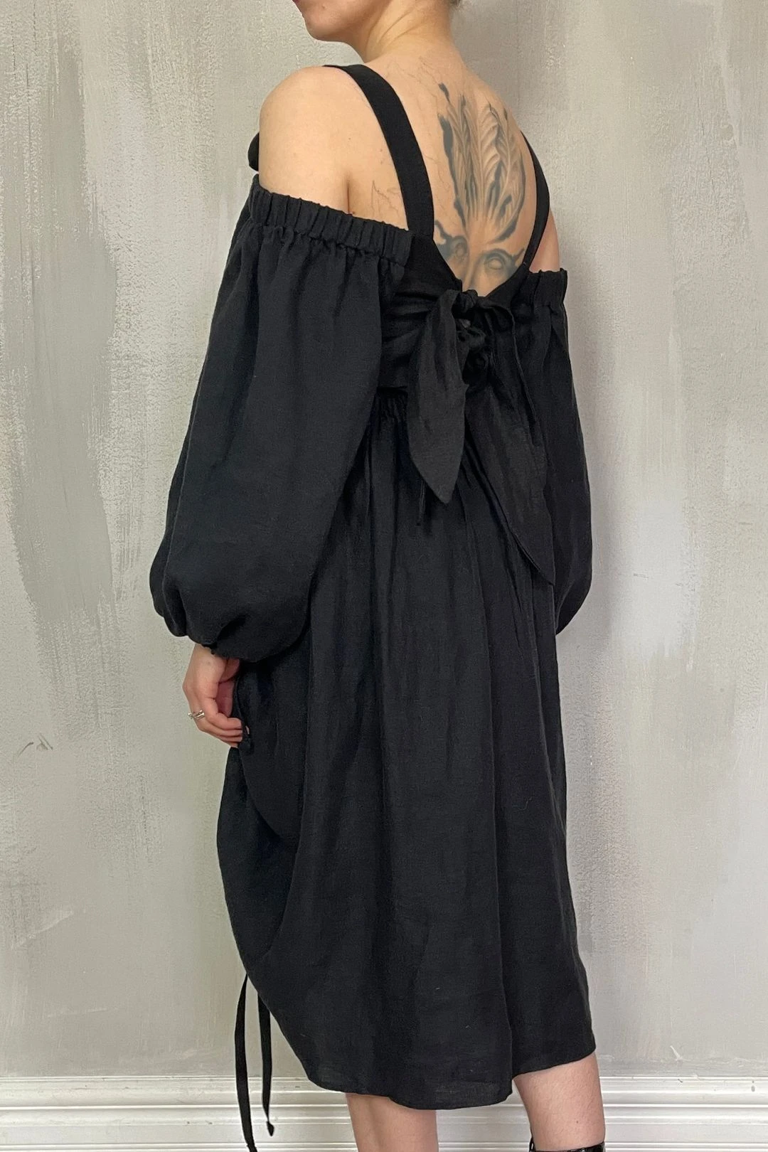 Drawstring Bustle Skirt In Washed Linen 9 Drawstring Bustle Skirt In Washed Linen - Image 7